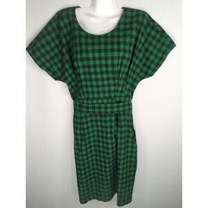 Gown Town Plaid Belted Dress Green Black Womens 2XL NWT Academia Preppy Cottage‎